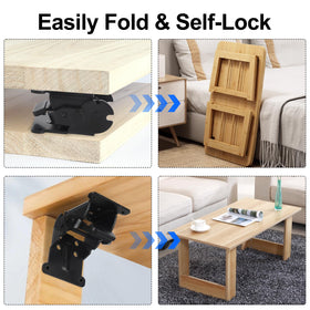 Clifog hinge attached to table leg for flexible arrangement