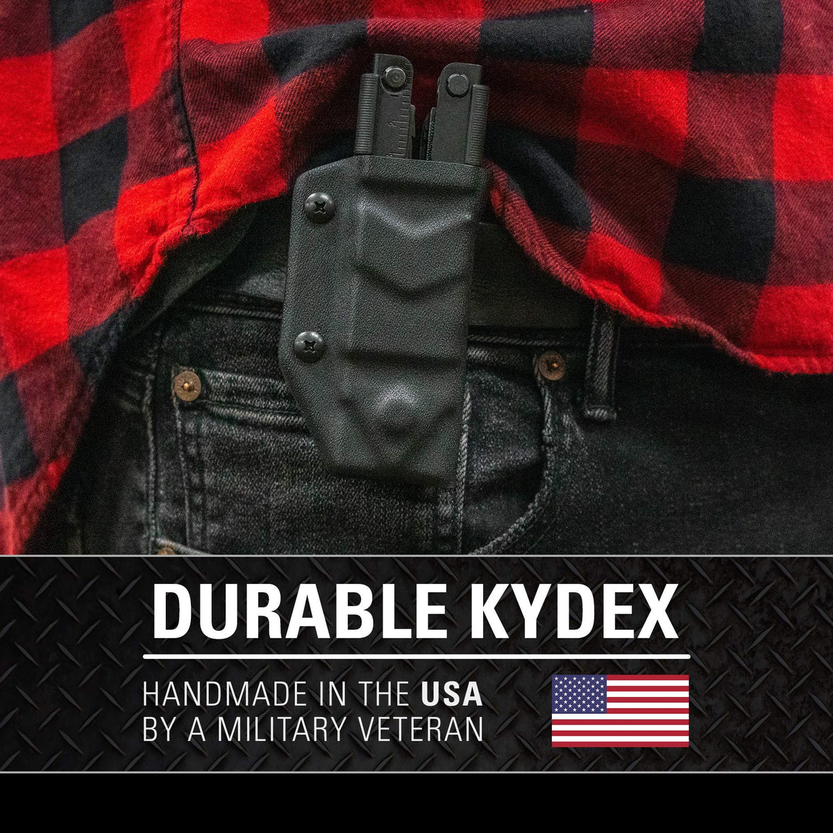 Kydex construction resists rain and dust for MP600 daily use