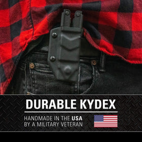Kydex construction resists rain and dust for MP600 daily use
