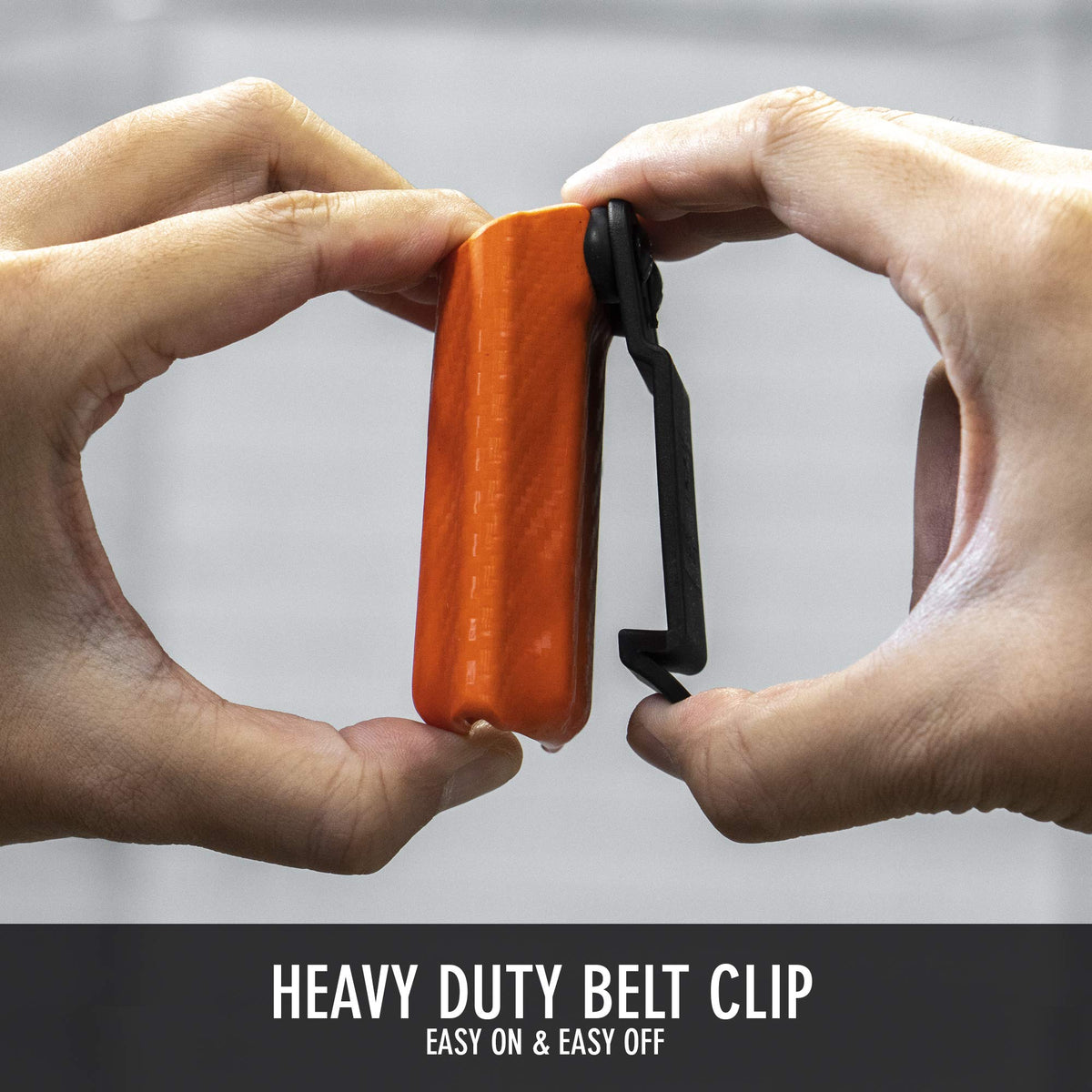 Clip & Carry Leatherman Wave Kydex sheath in use on a belt outdoors.