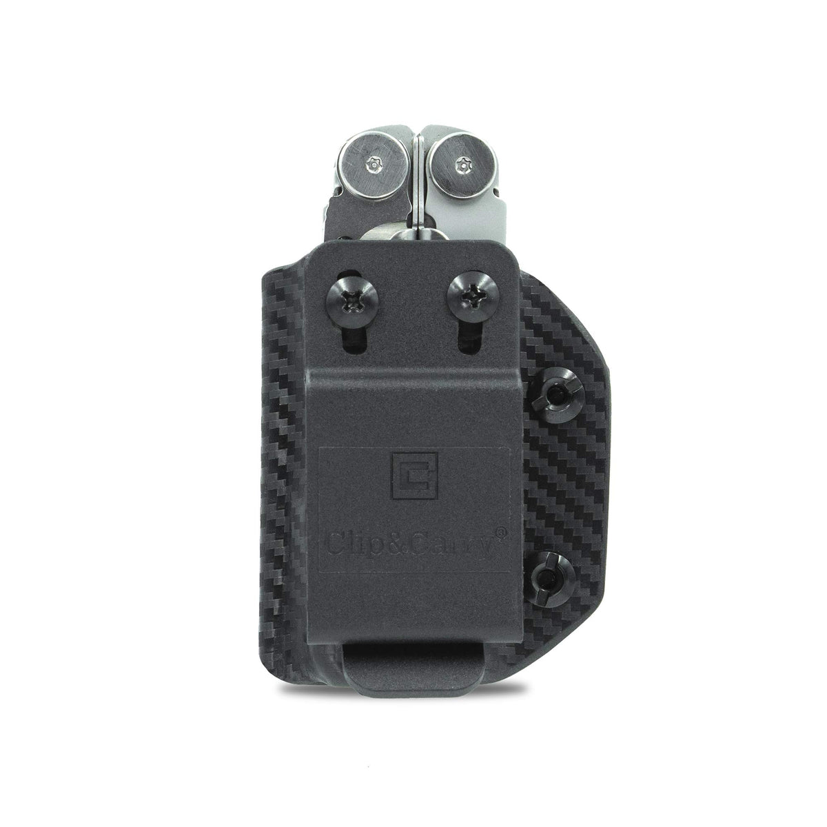 Clip & Carry Kydex sheath with adjustable retention screws for a perfect fit.