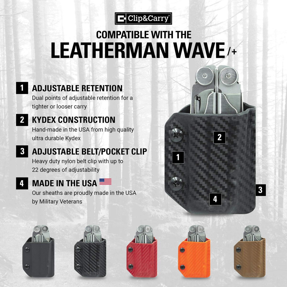 Clip & Carry Kydex sheath side profile demonstrates rugged durability in daily use.