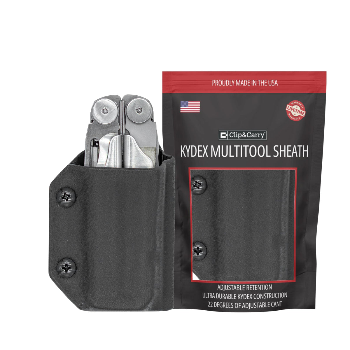 Clip & Carry Kydex sheath with locked-draw for Leatherman Wave.