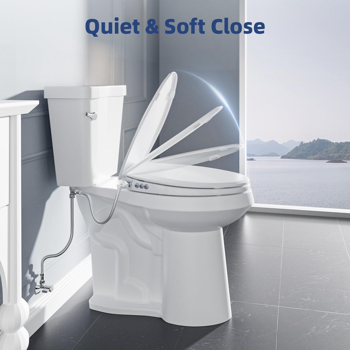 Clirass bidet cover quiet-close reduces bathroom noise during entry