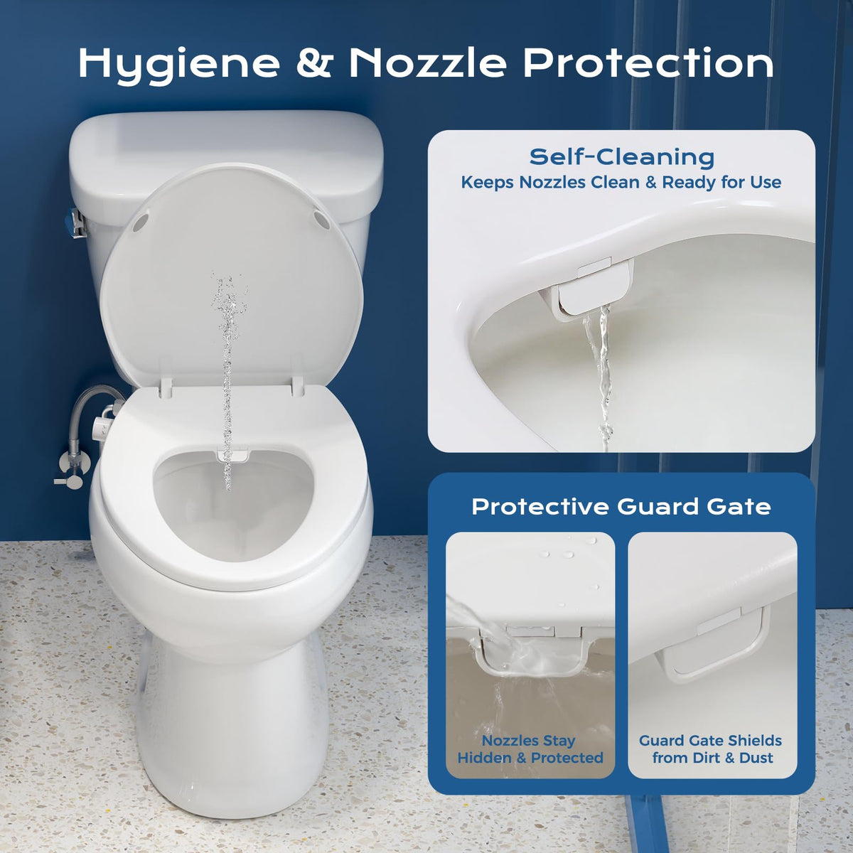 Clirass dual nozzles provide front and rear washes for complete cleanliness.