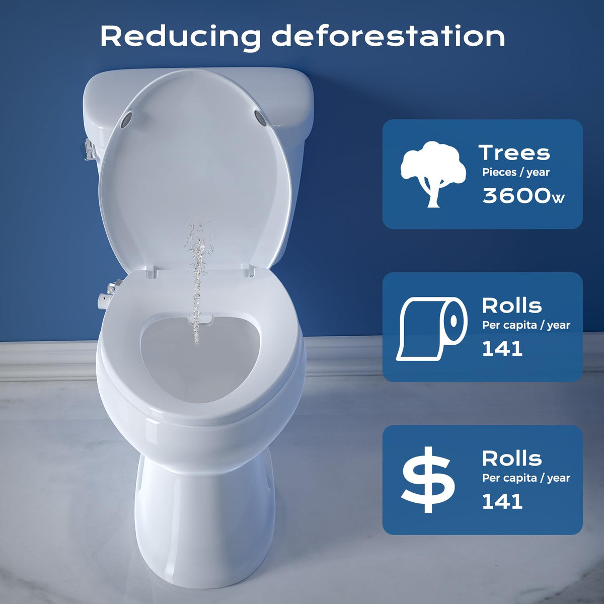 Clirass bidet seat dual nozzles for front and rear cleaning