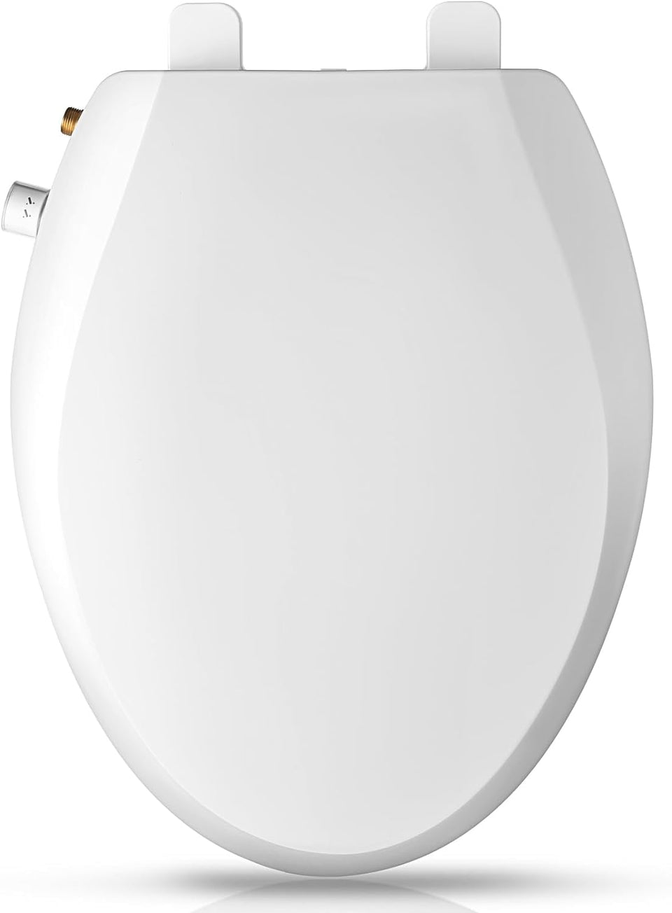 Clirass elongated bidet seat front view with dual nozzles for targeted cleaning