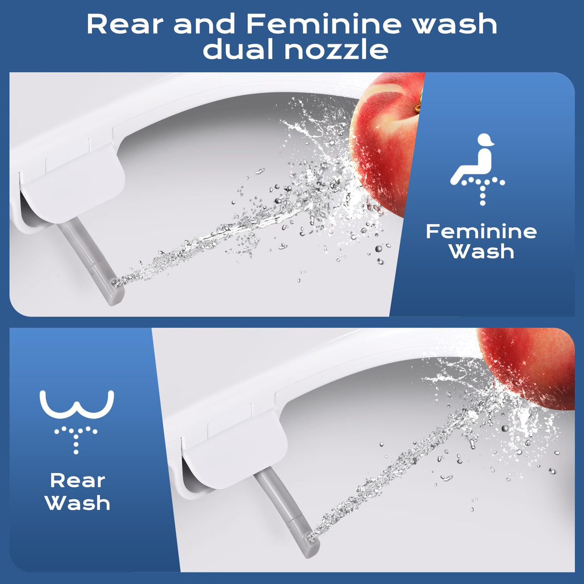 Clirass round bidet seat rear wash for comprehensive cleansing.
