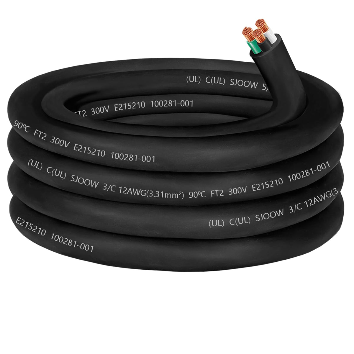 CLLOMAGY 12AWG SJOOW cable coiled for durable outdoor use