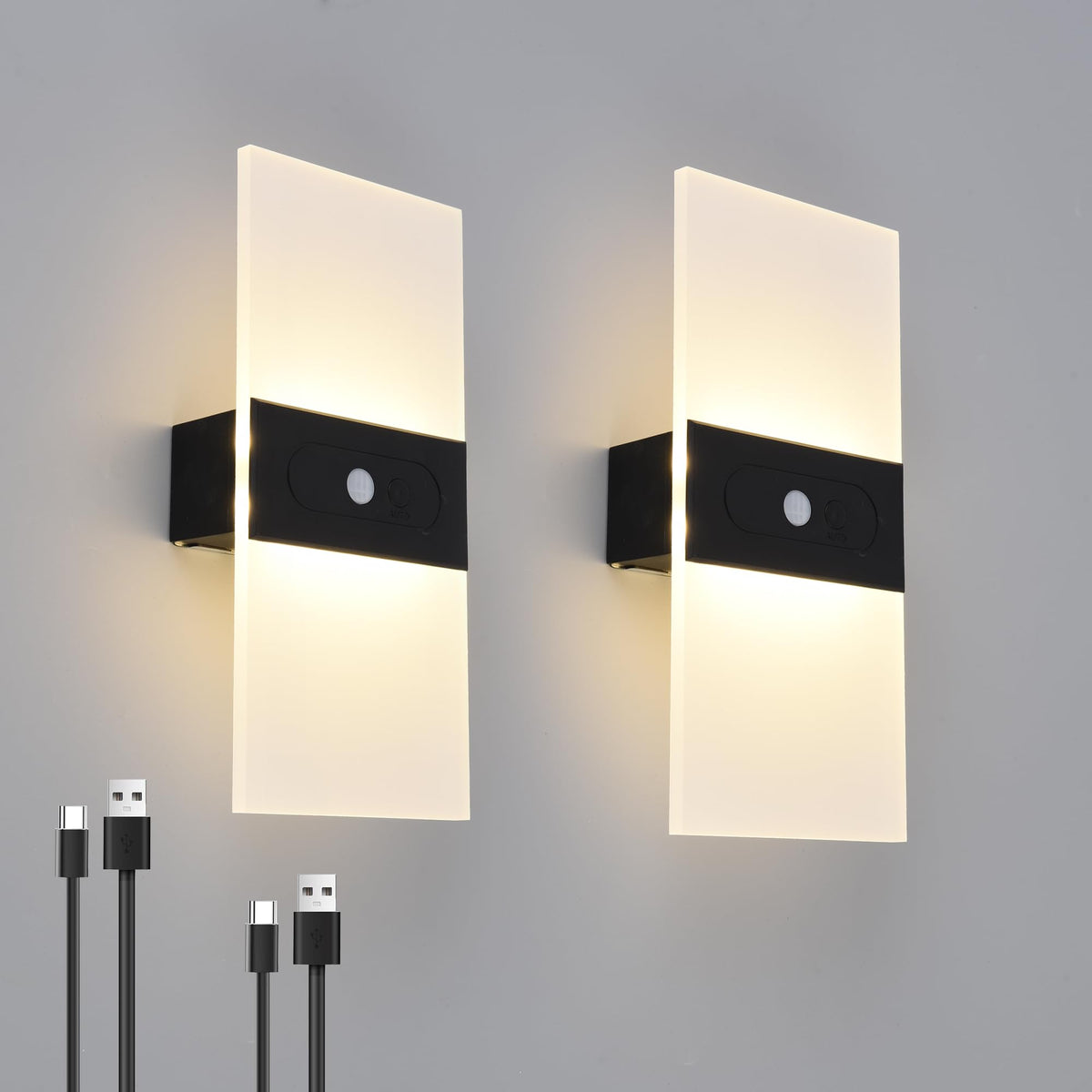 Clnutrieve rechargeable wall sconce front view provides soft ambient lighting