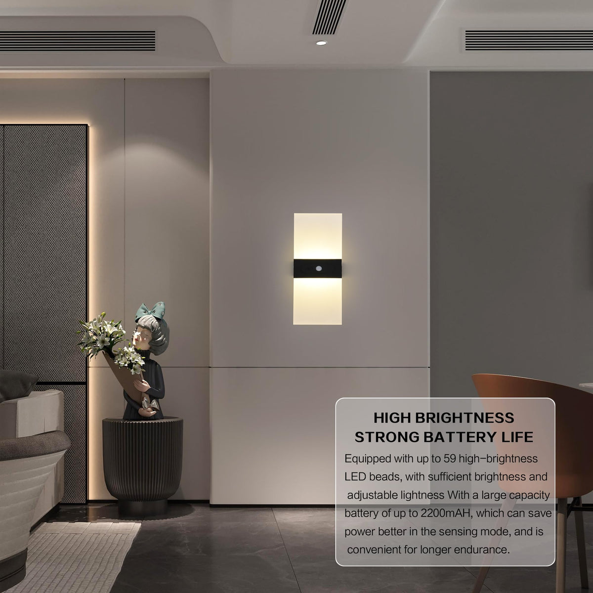 Clnutrieve rechargeable wall sconce magnetic-back enables easy magnetic mounting