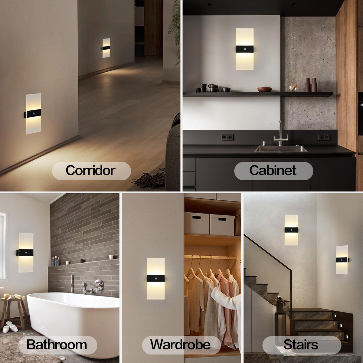 Clnutrieve rechargeable wall sconce motion sensor enables hands-free entry lighting