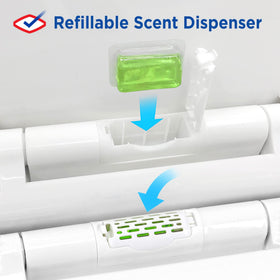 Clorox easy-off hinges allow quick, thorough cleaning around the toilet