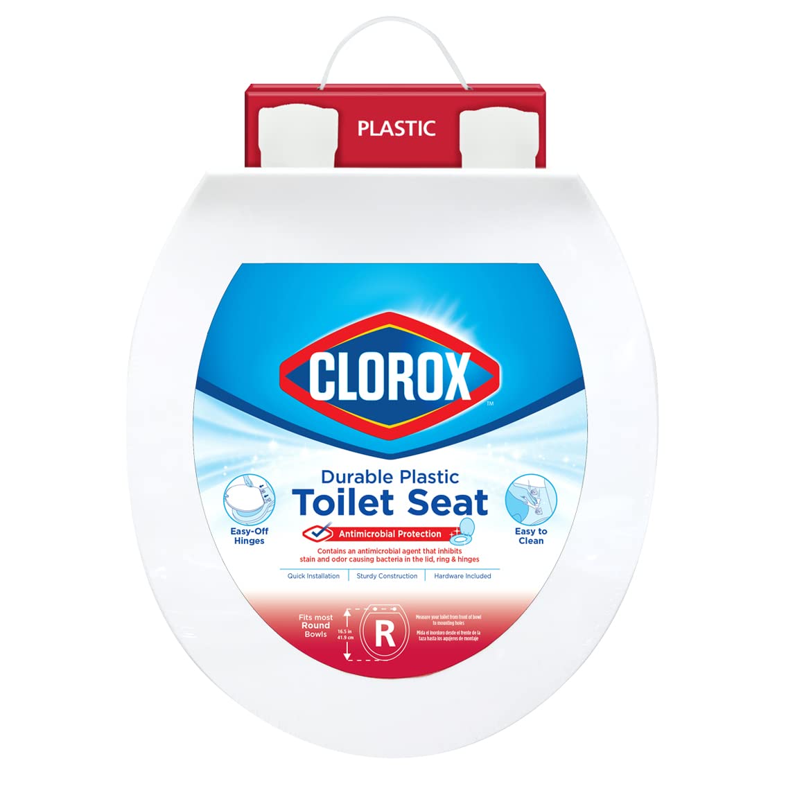 Clorox Round Beveled Toilet Seat – front view showing smooth edge and antimicrobial protection.