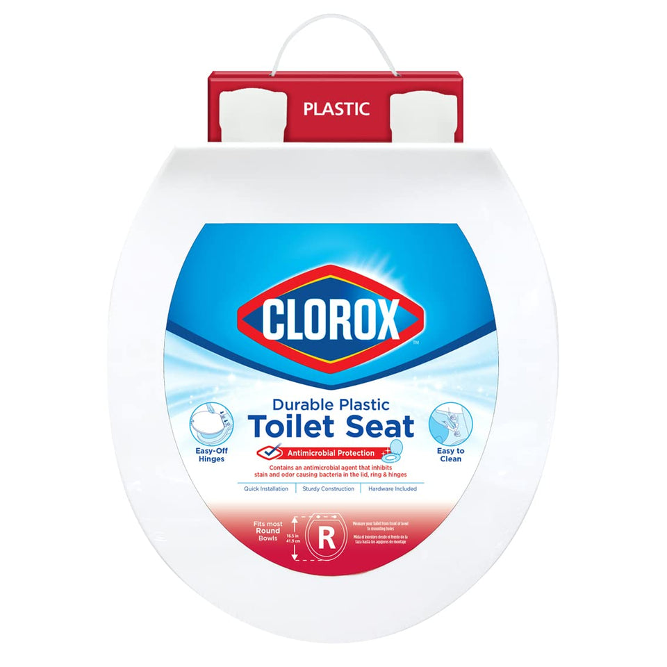 Clorox Round Beveled Toilet Seat – front view showing smooth edge and antimicrobial protection.