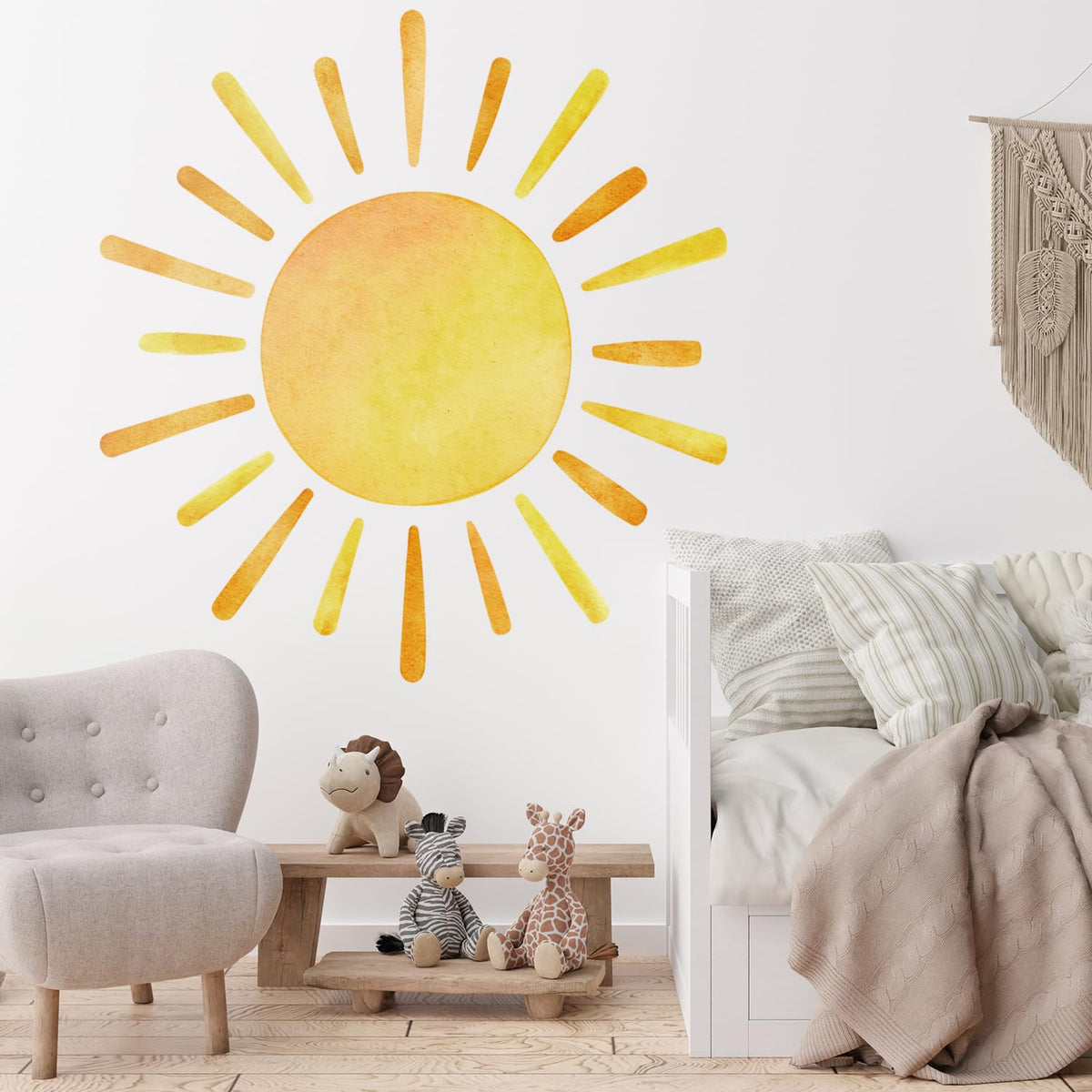 Clothmile boho sun wall decal waterproof adhesive sticks easily.