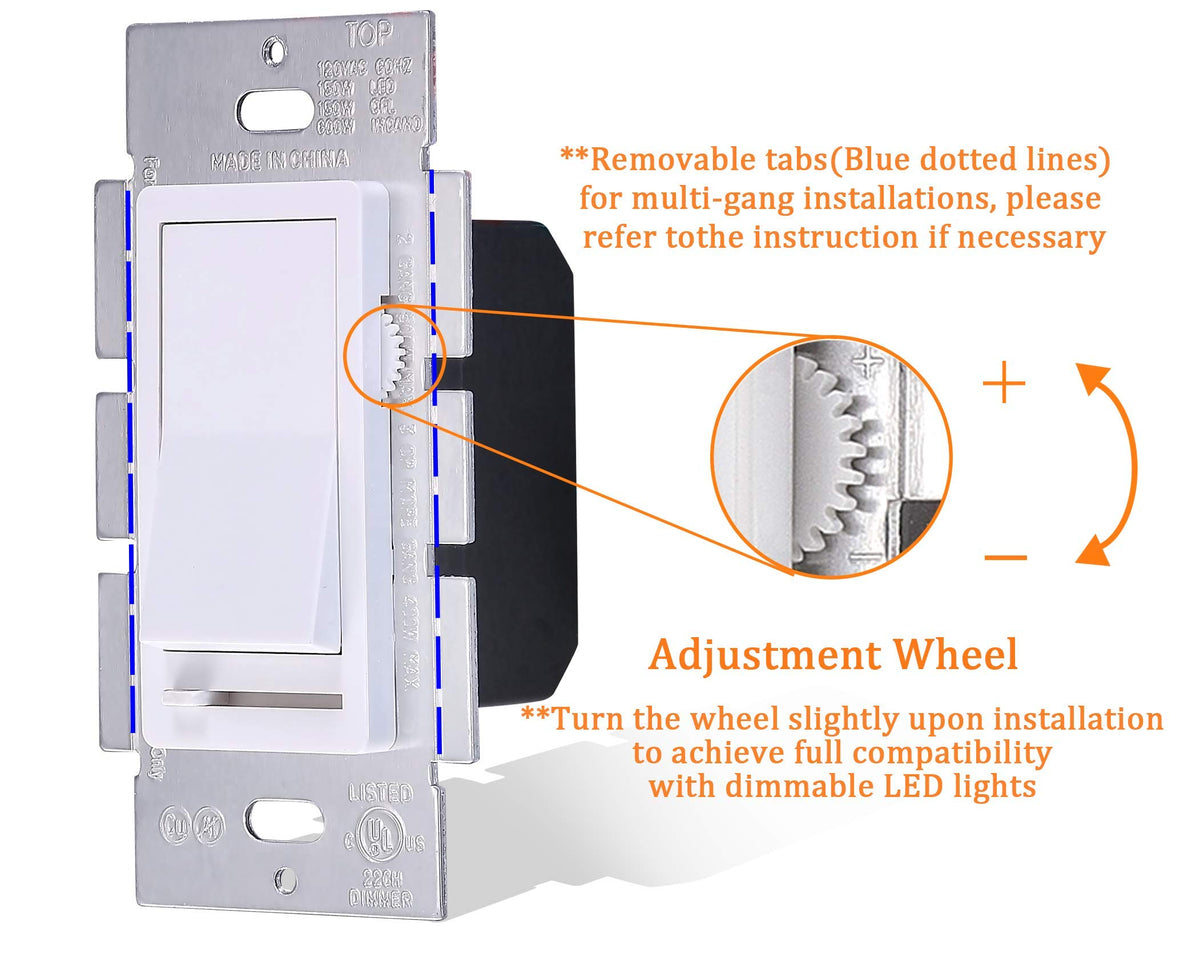 CLOUDY BAY dimmer side view highlighting compact profile for easy installation.