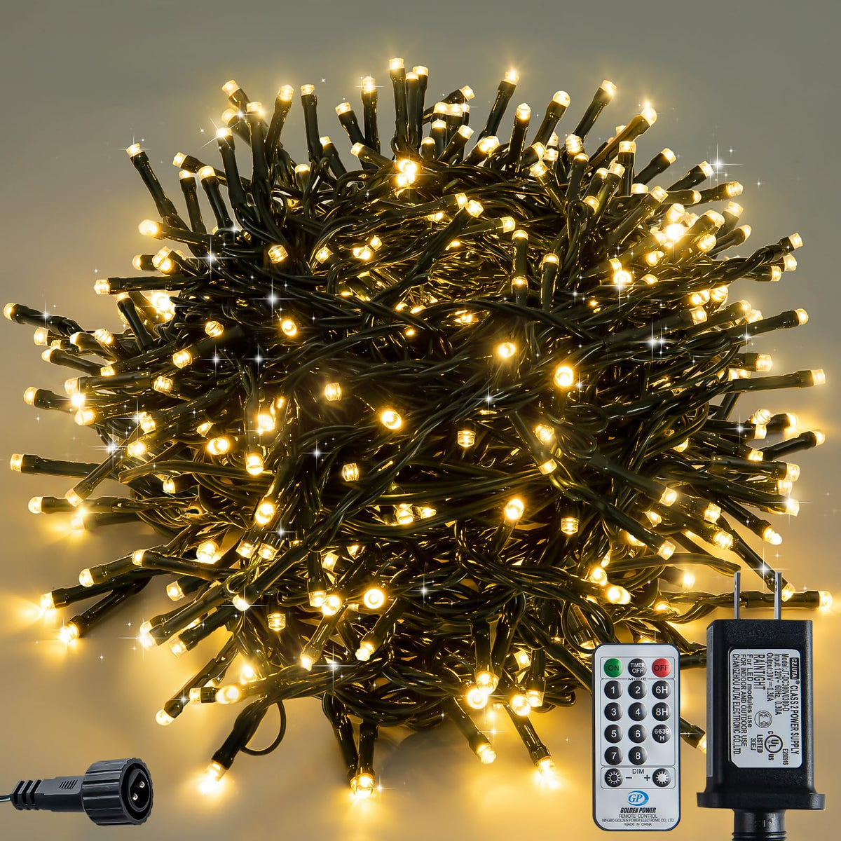 Clownya 100ft warm white lights for festive outdoor displays.