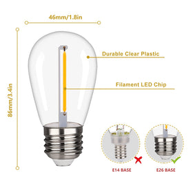 CLSETAIC S14 LED bulb with clear plastic housing for durable use.