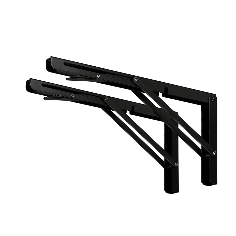 CLT CLETING 16in folding bracket mounted on wall in folded position for compact storage.