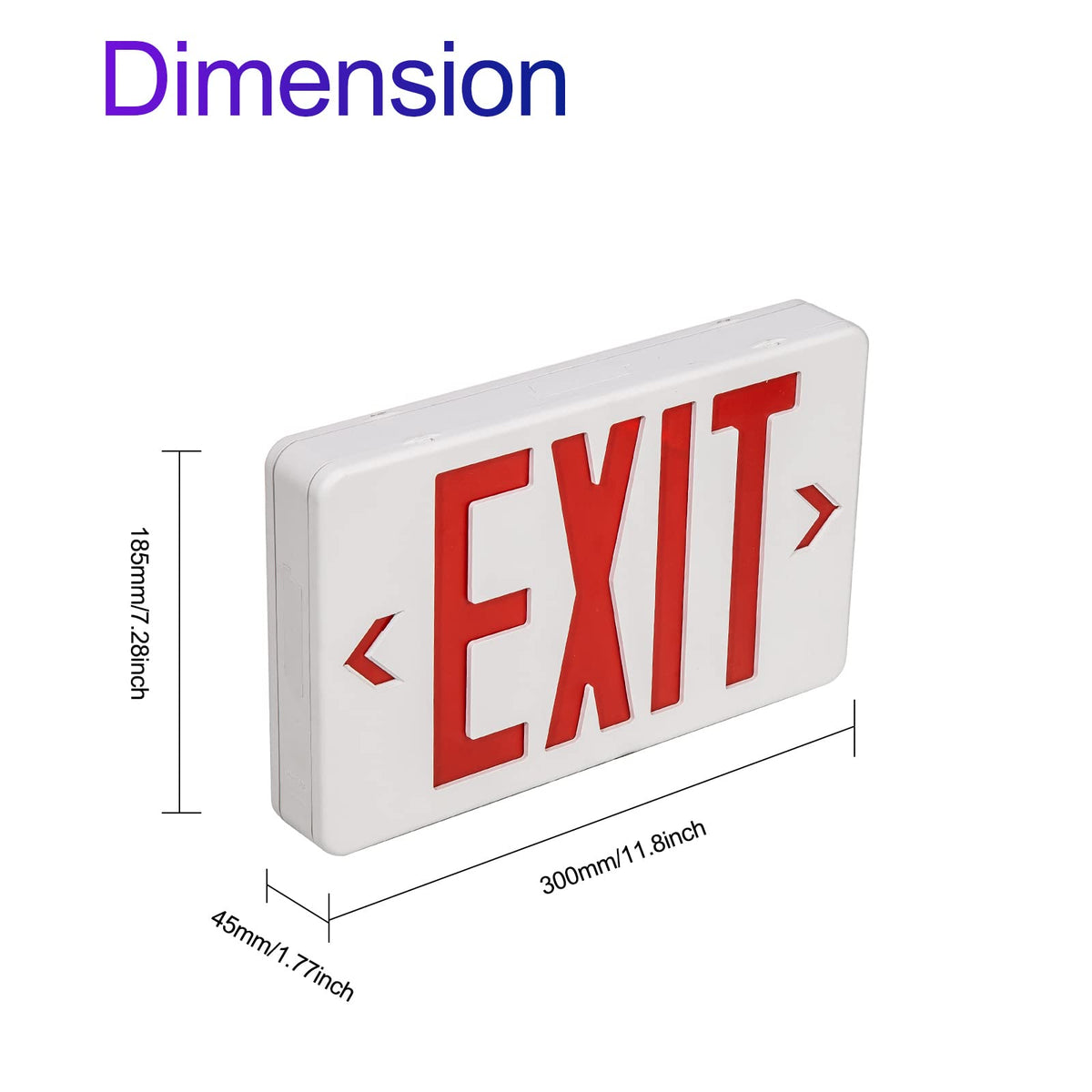 CM MZY double-face emergency exit sign back view readable from both directions