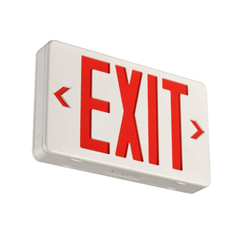 CM MZY double-face emergency exit sign front view with bright red EXIT text