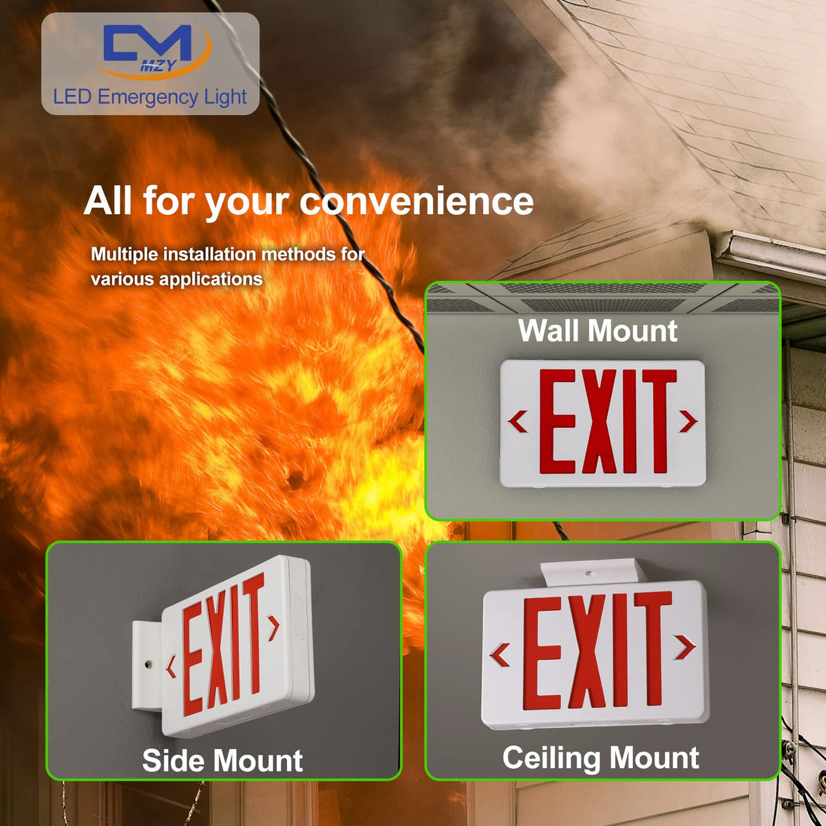 CM MZY sign offers top, side, or back mounting for easy installation