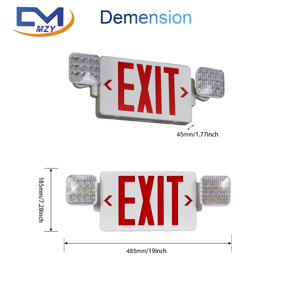 CM MZY exit sign with top back mounting and canopy