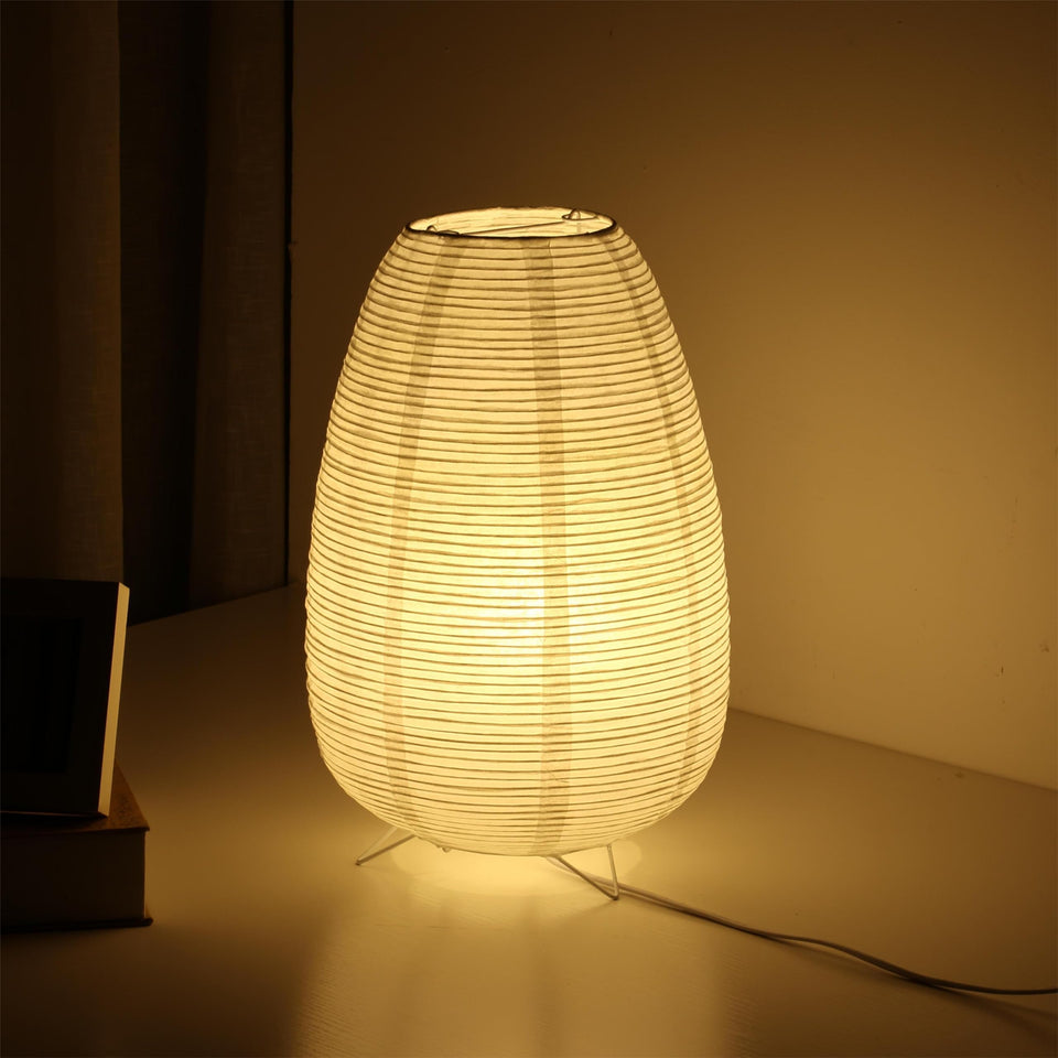 CMHSYTKE rice paper lamp; front view with soft warm glow for living spaces.