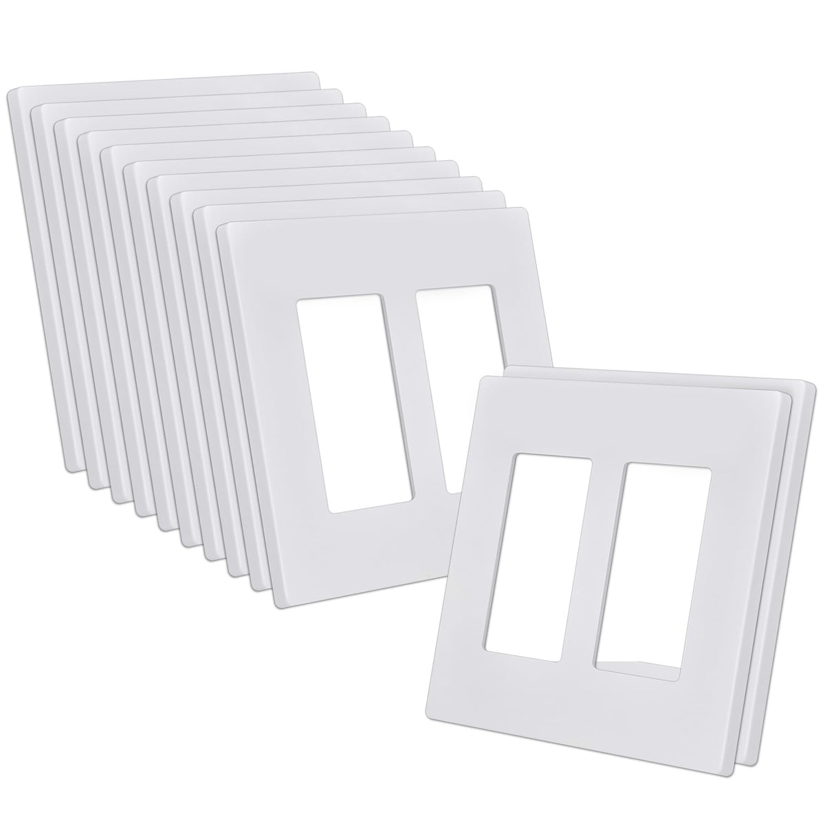 CML Hardware 2-Gang screwless wall plate in glossy white for a clean, modern finish.
