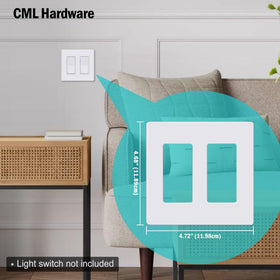Glossy white wall plate by CML highlights a tidy outlet area and easy cleaning.