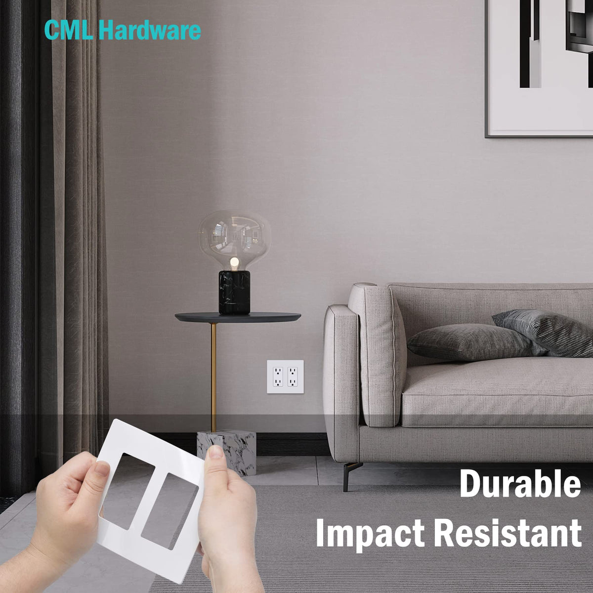 Standard 4.68 by 4.72 inch size fits most duplex outlets and decor schemes.