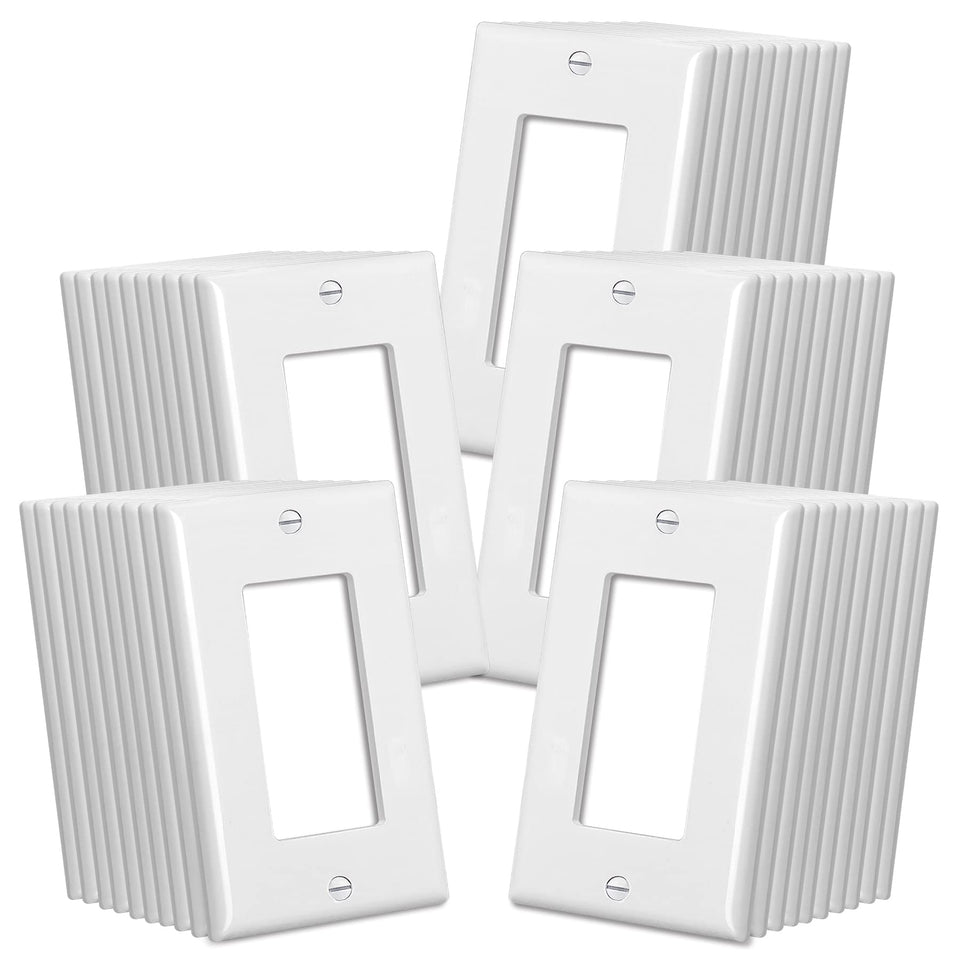 CML Hardware decorator wall plates, 50-pack, front view showing clean white finish.