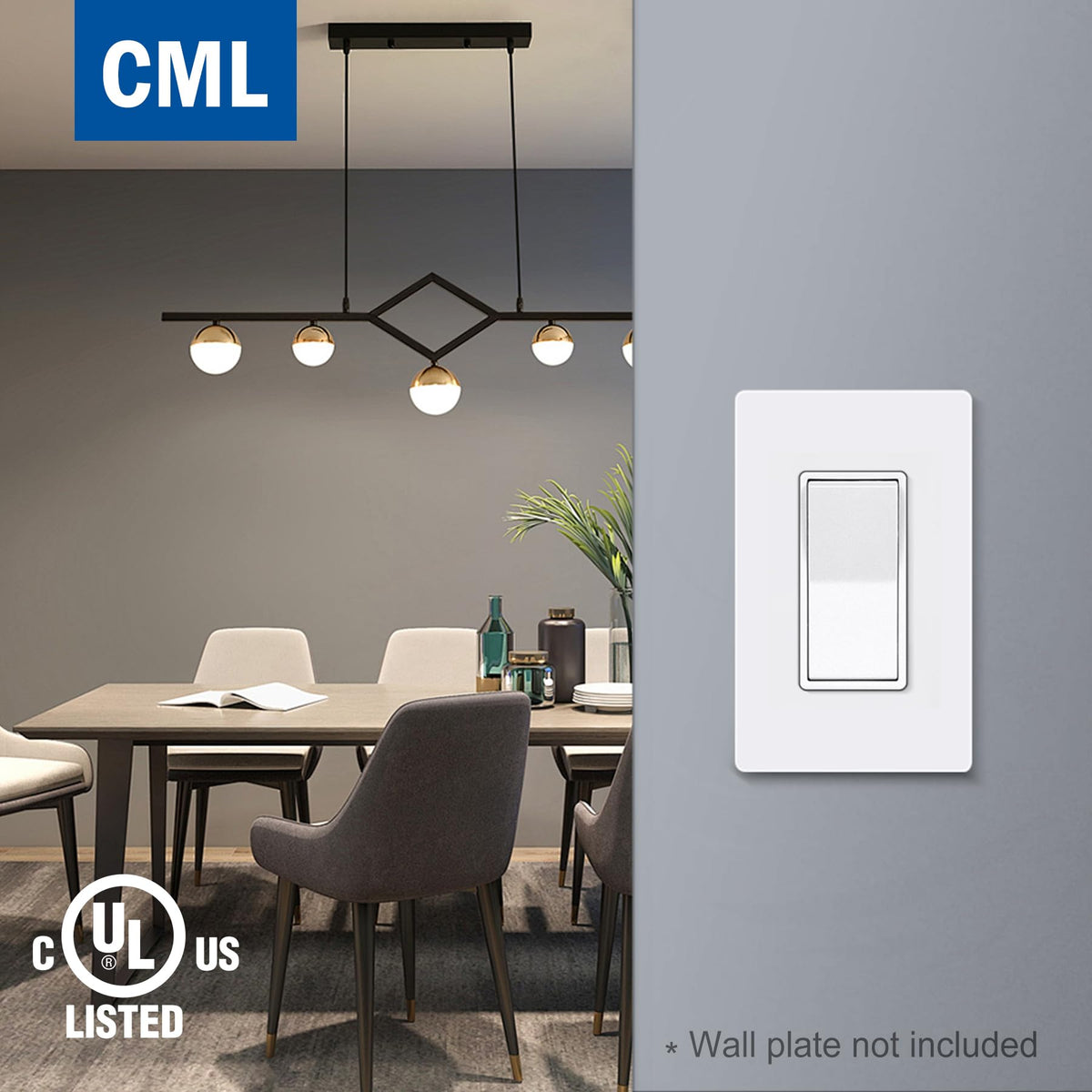 CML Hardware Decorator Switch 3-year warranty visible in bulk pack image