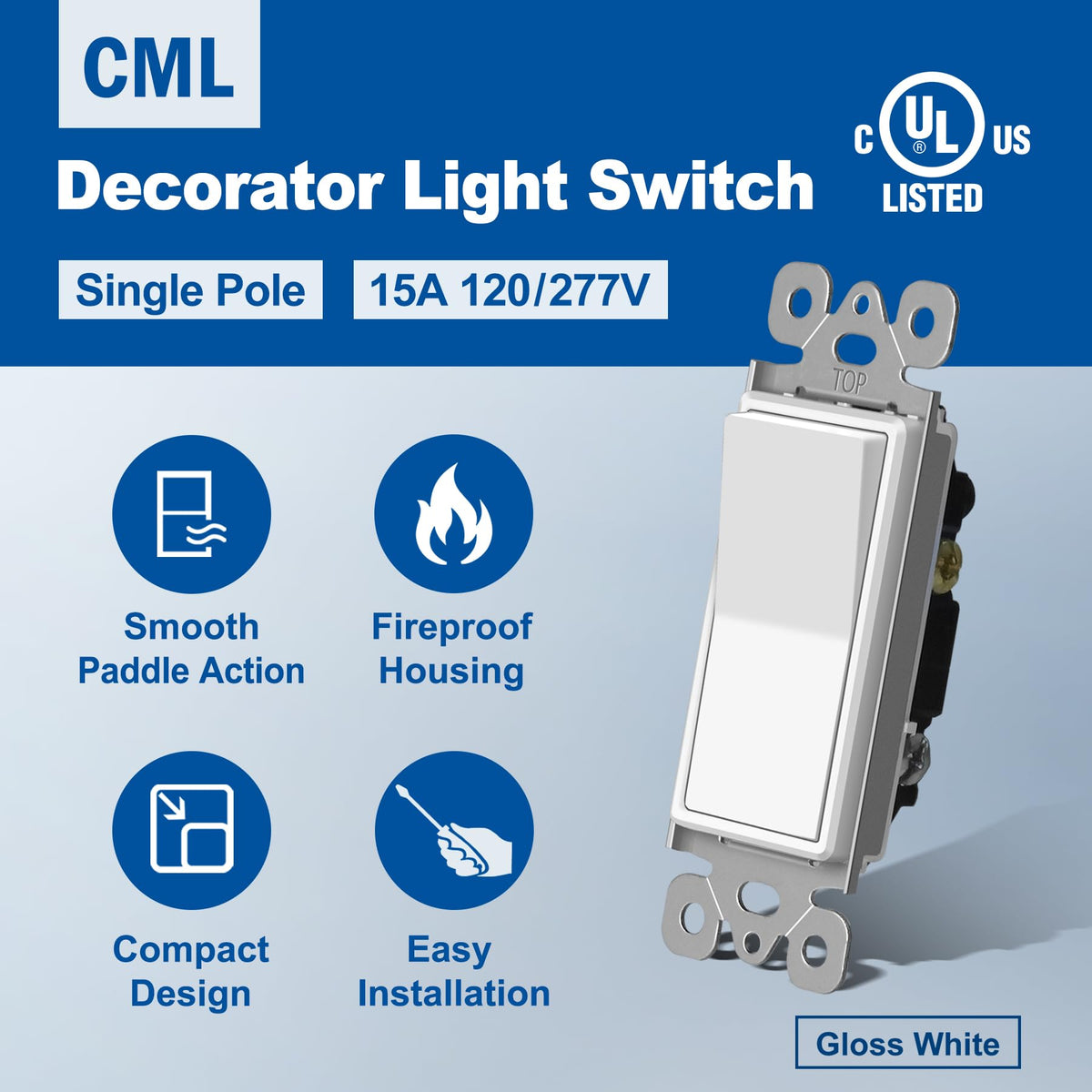 CML Hardware Decorator Wall Switch pack side view highlights slim profile for easy retrofits