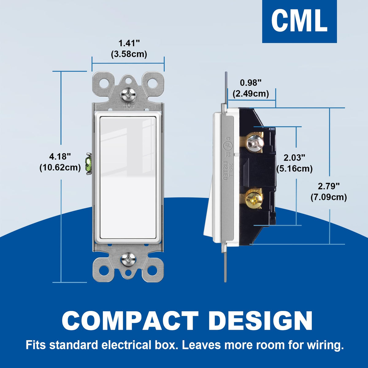 CML Decorator Wall Switch rocker close-up emphasizes smooth action
