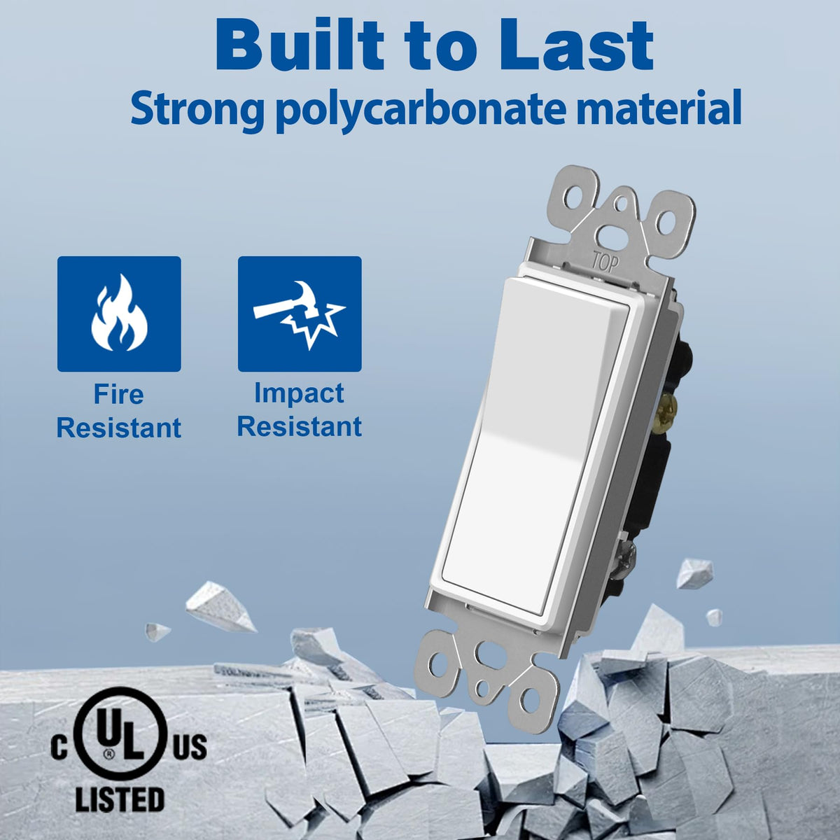 CML Hardware Decorator Wall Switch wiring terminals accept copper wires up to 12 AWG
