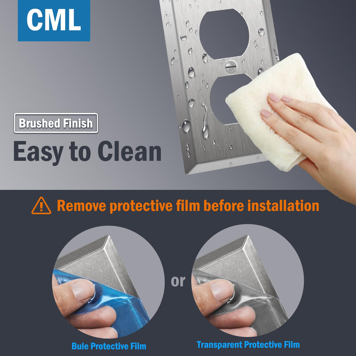 CML Hardware corrosion-resistant wall plate; ideal for kitchens and bathrooms