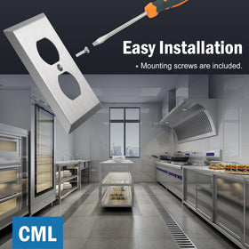 CML Hardware metal outlet cover; quick screwdriver installation with included screws