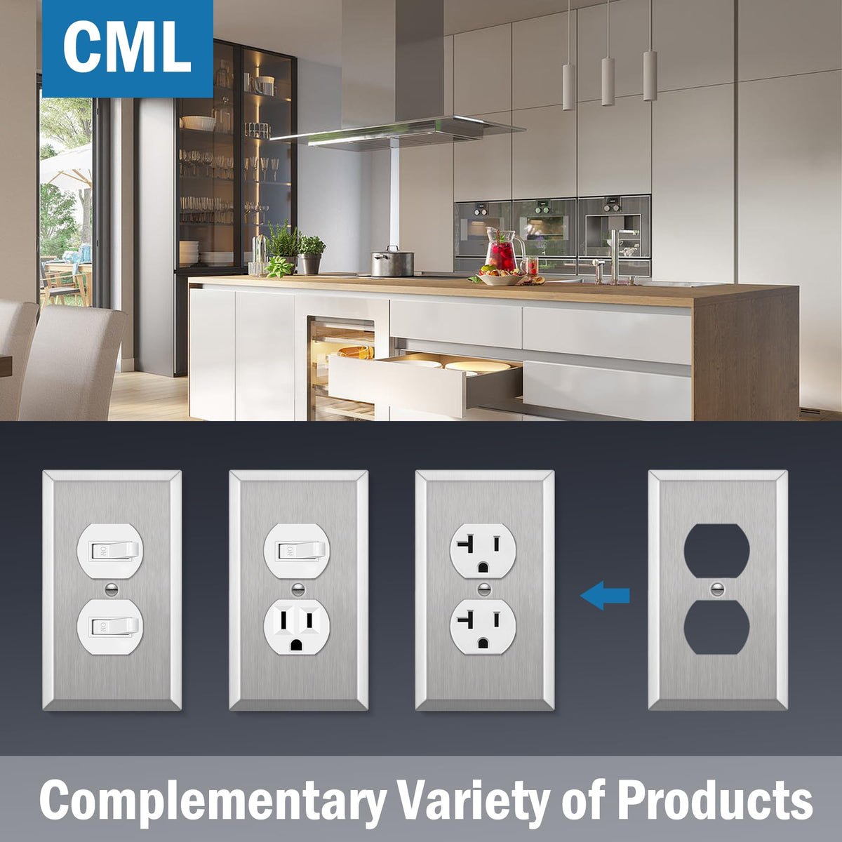 CML Hardware duplex wall plate; recyclable stainless steel supports sustainability
