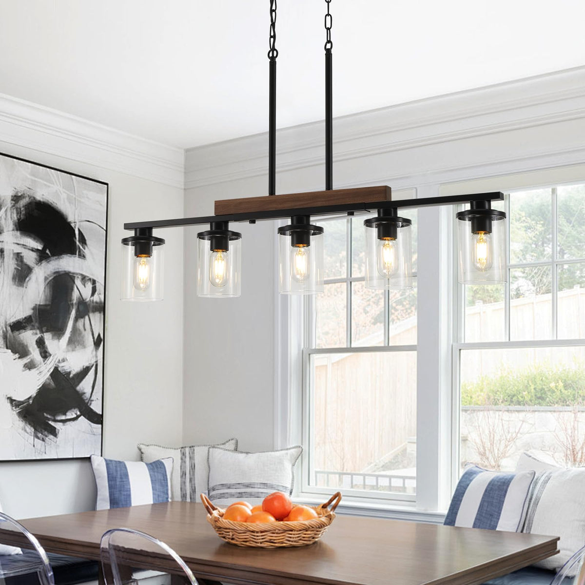 CmnVmn clear glass shade diffusion yields soft inviting illumination