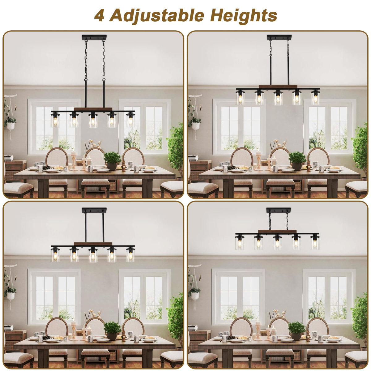 CmnVmn kitchen chandelier with E26 base supports bulbs up to 60W