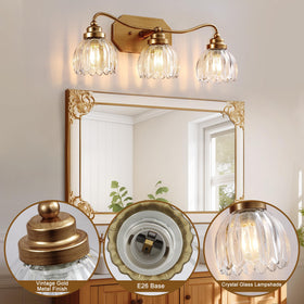 CmnVmn antique brass wall sconce with three lights suits hallways.