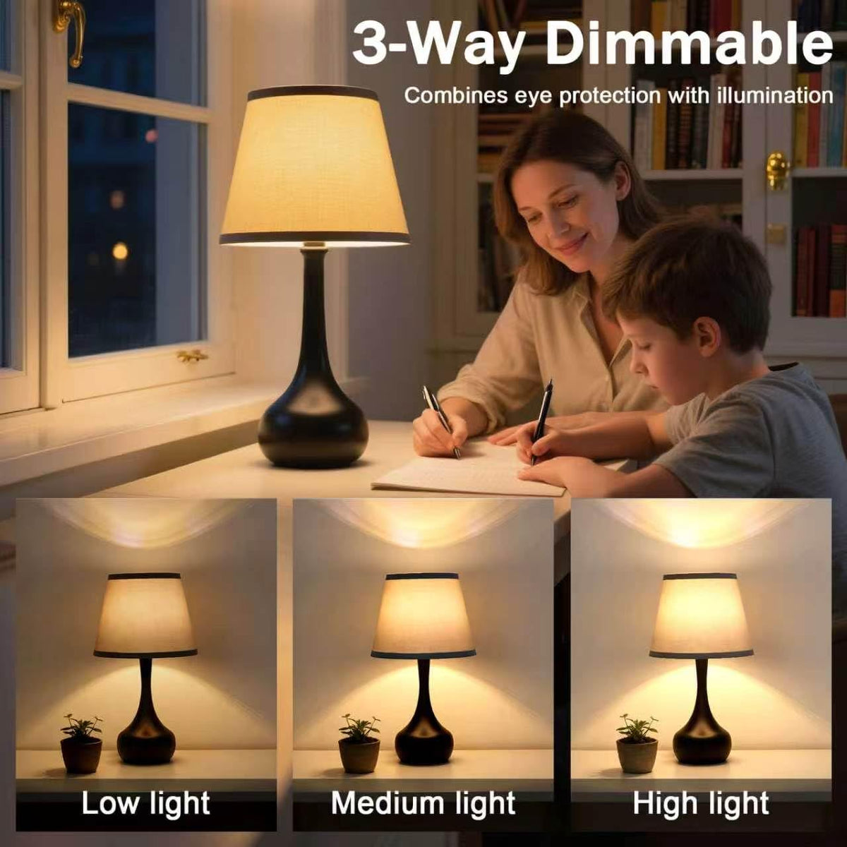 CMQIL 9W LED bulb included for energy efficient illumination.