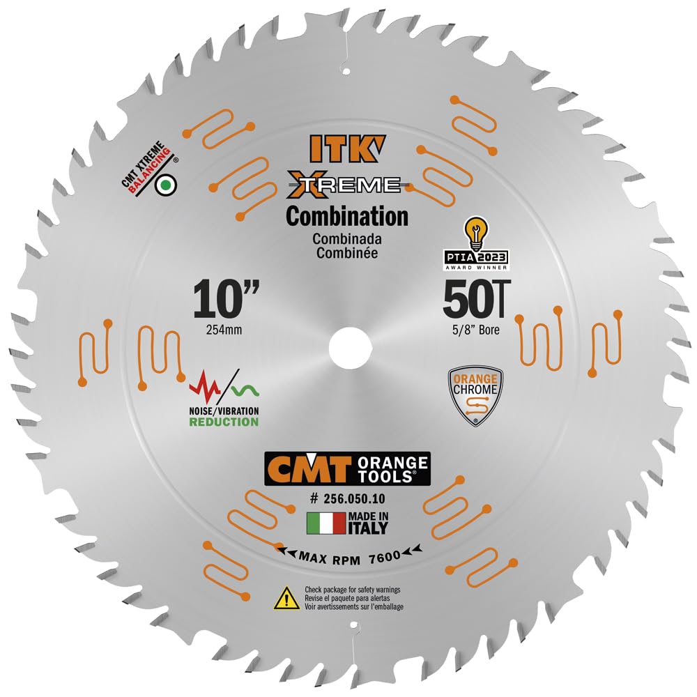 CMT ITK Xtreme blade front view, designed for fast, clean lumber cuts.