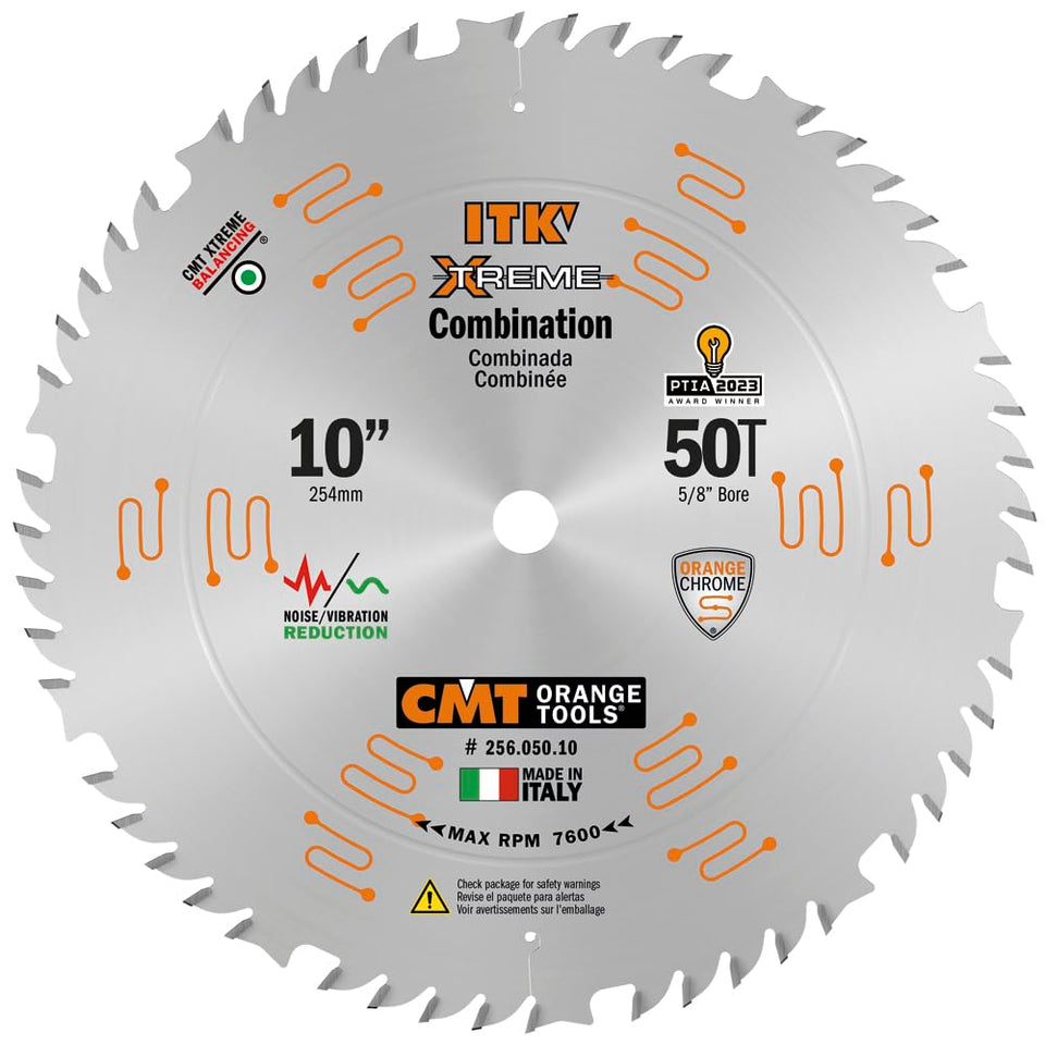 CMT ITK Xtreme blade front view, designed for fast, clean lumber cuts.