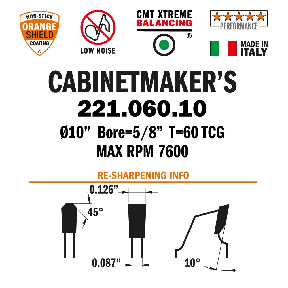 CMT blade with 5/8 inch bore for easy mounting and compatibility