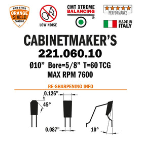 CMT blade with 5/8 inch bore for easy mounting and compatibility