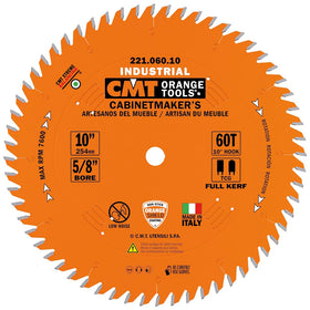 CMT Cabinetshop blade 10 inch 60 teeth ready for precise crosscuts and rips