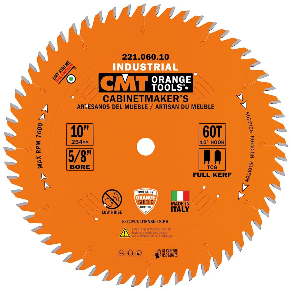 CMT Cabinetshop blade 10 inch 60 teeth ready for precise crosscuts and rips